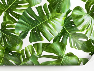 Elegant Background Featuring Lush Monstera Leaves in Dark Green Tones for Home Decoration and Design