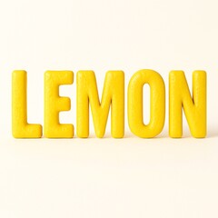 3D Lemon Text Design with Realistic Yellow Fruit Texture