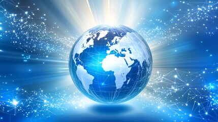 Global Technology Convergence Illustration with Satellite Connectivity and Digital Network Design