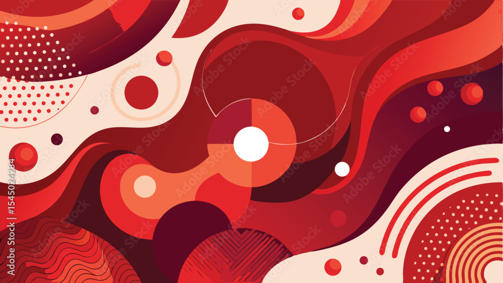Poster abstract red and maroon swirls dynamic geometric shapes background design