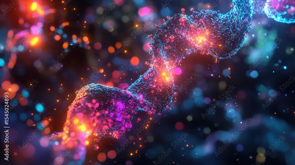 Poster glowing dna strands representing epigenetic memory visualization