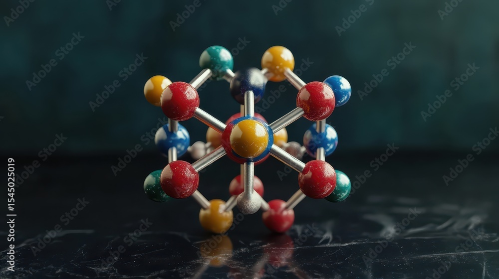 Poster futuristic molecular structure of ferrocenium in abstract design