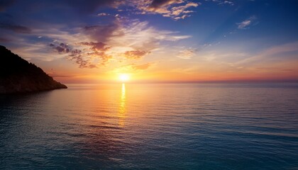 Naklejka premium sunset over a tranquil sea