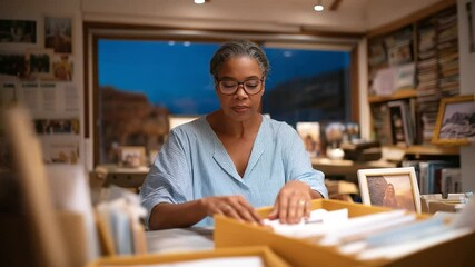 1_Colleague Packing Desk with Personal Photos and Files