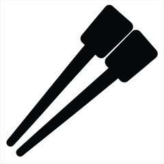 Two black rowing oars crossed diagonally on a white background illustration