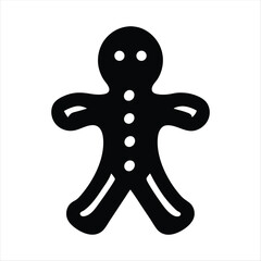 Simple icon of a gingerbread man with round buttons on a white backdrop