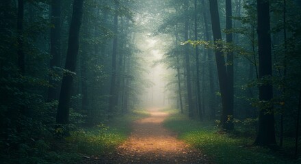 Obraz premium Misty forest path