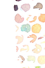 Vibrant Explosion of Multicolour Rainbow Watercolour Paint Splatters and Circles Spots on White Background