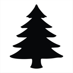 Silhouette of a Christmas tree with simple branches on white background