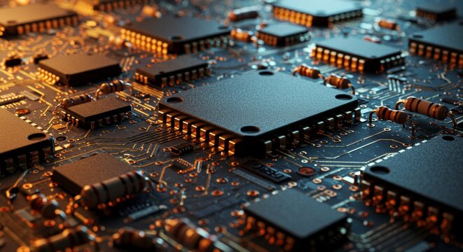 Close-up of a circuit board showcasing intricate components and connectivity