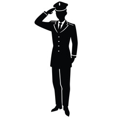 Silhouette of a soldier saluting in uniform