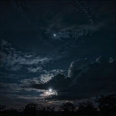Fototapeta premium night sky with clouds and moon