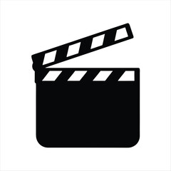 A Simple Black and White Illustration of a Clapperboard Used in Filmmaking