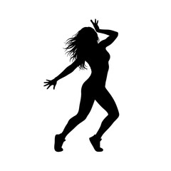 Black silhouette zumba instructor dancing fitness performer figure energetic pose zumba dance fitness