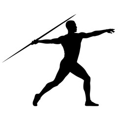 Decathlete silhouette field themes multi sport athlete throwing javelin action decathlon track