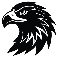 Black and white eagle head profile vector illustration