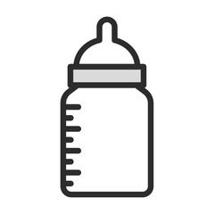 Baby Bottle Line Icon: Infant Feeding, Newborn Milk, Toddler Drinkware, Formula Container. Editable Vector.