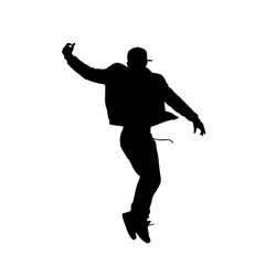 Black silhouette hip hop dancer performing urban performer figure dynamic pose hip hop street dance
