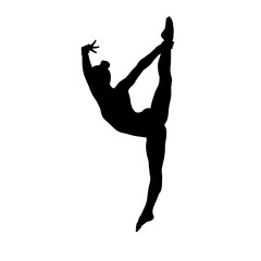 Black silhouette gymnast balance beam athletic performer figure graceful pose gymnastics sports