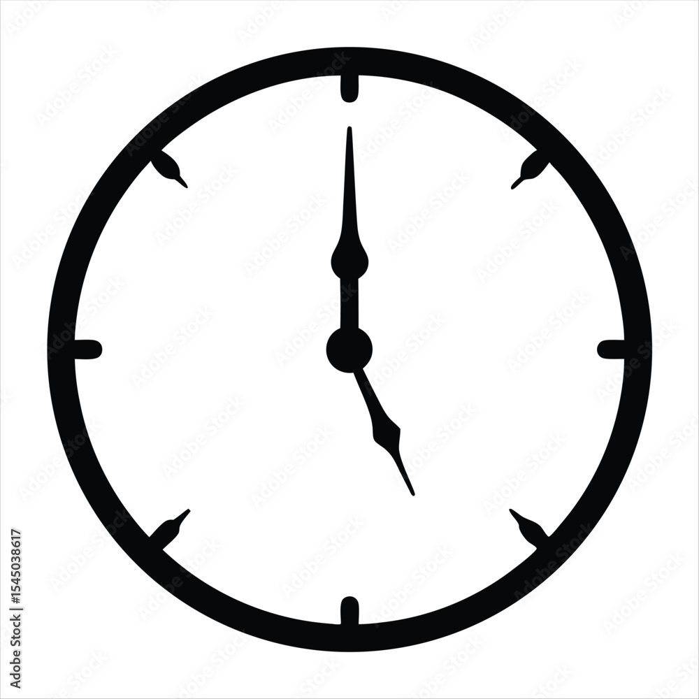 Poster the clock shows five o'clock, time is passing, a simple vector image