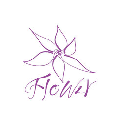 flower writing with flower line icon without background