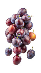 Obraz premium A heap of ripe and juicy plums on a white background isolated