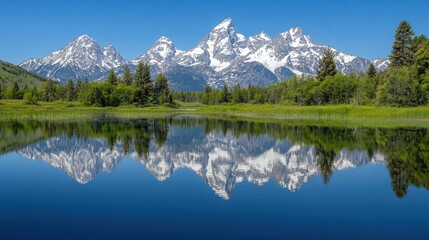 Grand Teton National Park Tranquil Reflection Serene Mountain Lake Landscape