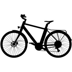 Touring Hybrid Trekking bike, E-city bike for men and unisex. Electric Trekking low step through bike realistic silhouette