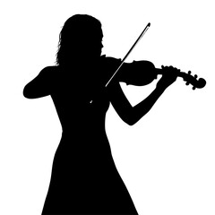 Fototapeta premium Black silhouette violinist playing violin classical musician figure bow instrument music orchestra
