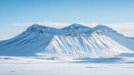 Breathtaking Arctic Landscape with Snow-Covered Mountains and Vast Frozen Plains Serene Wilderness Scene