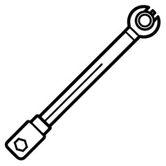 Mechanical Wrench Tool Line Art Illustration