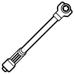 Mechanical Wrench Tool Line Art Illustration