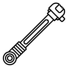 Mechanical Wrench Tool Line Art Illustration