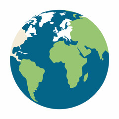 Earth globe spherical model vector icon on white background.