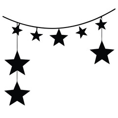 Black star garland decoration string festive design