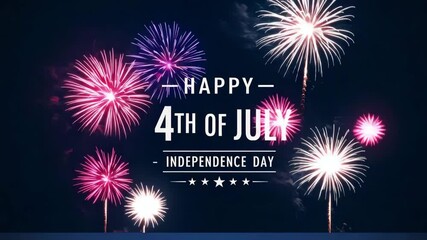 Happy 4th of july celebration fireworks light up the night sky - Powered by Adobe