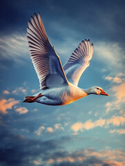 seagull flying in the sunset made with generative AI