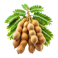 A vibrant close up image showcasing a cluster of fresh tamarind pods