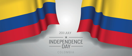 Colombia happy independence day greeting card, banner with template text vector illustratio