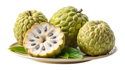 Delicious and Fresh Custard Apples on a Plate, Ready to be Enjoyed