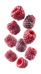 A beautiful arrangement of fresh raspberries, displaying their vibrant colors and textures