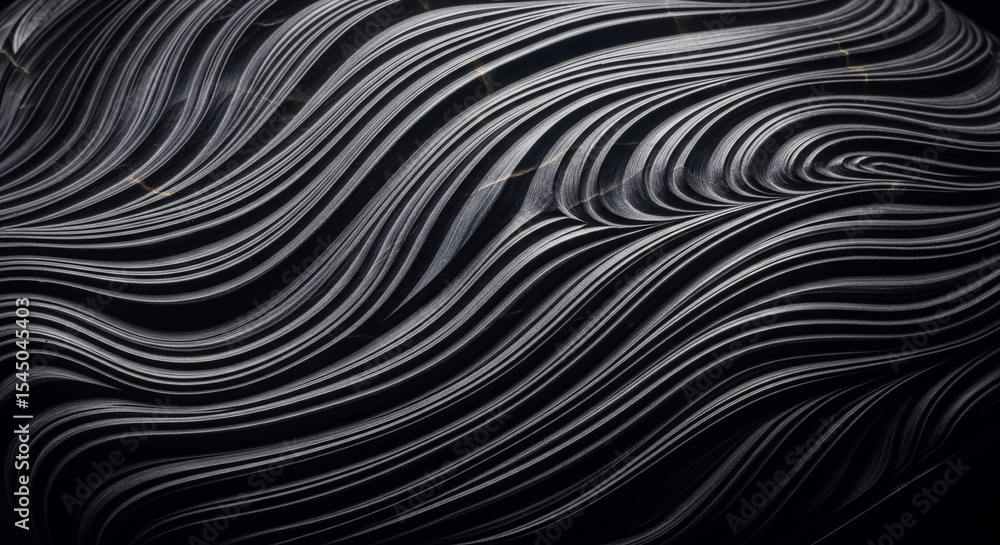 Poster Dark gray wavy lines texture, creating a flowing and dynamic visual effect, suggesting movement, depth, and elegance, suitable for abstract art or design concepts