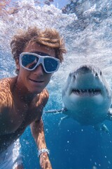 Young Man Captures Adventurous Selfie With Great White Shark Underwater