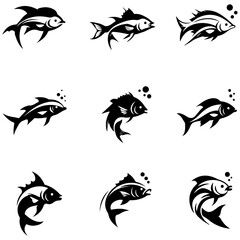 Obraz premium This vector collection showcases the incredible diversity of caudal fin, or tail, designs found across many fish species