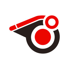 Modern sports whistle icon logo design for coaching branding and referee accessories