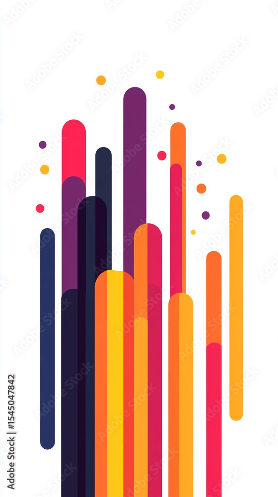 Poster vector flat illustration of an abstract design with colorful vertical bars on a white background .