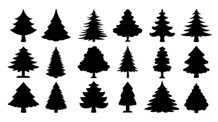 Obraz premium set of xmas tree silhouette vector on tranparent background