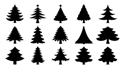 Obraz premium set of xmas tree silhouette vector on tranparent background