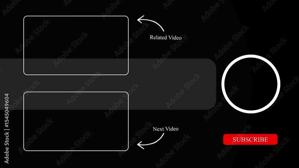 Poster youtube end screen template with related and next video boxes and subscribe button.alpha chanel vide