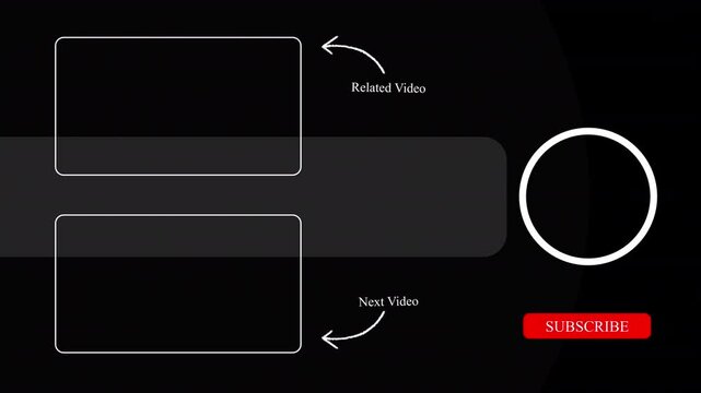 YouTube End Screen Template with Related and Next Video Boxes and Subscribe Button.Alpha Chanel Video